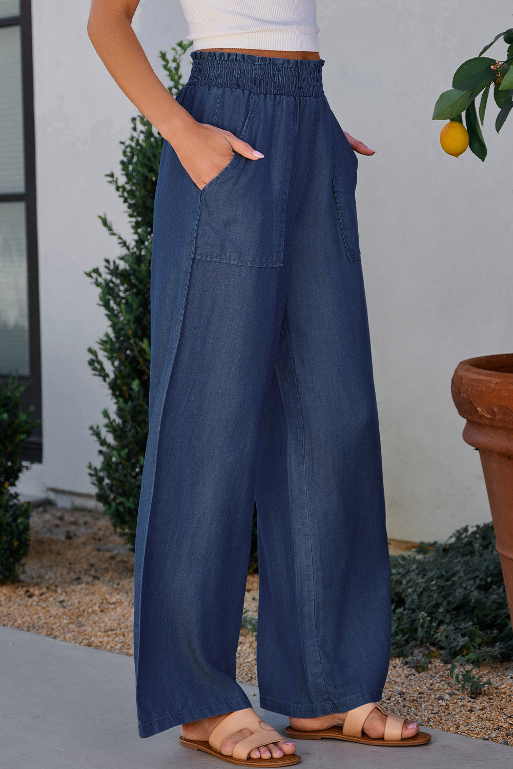 Fast Shipping-Wide Leg Pants with Pockets