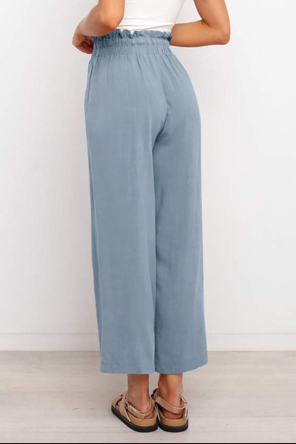 Paperbag waist pants wide leg best sale