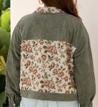 Floral Snap Down Corduroy Jacket