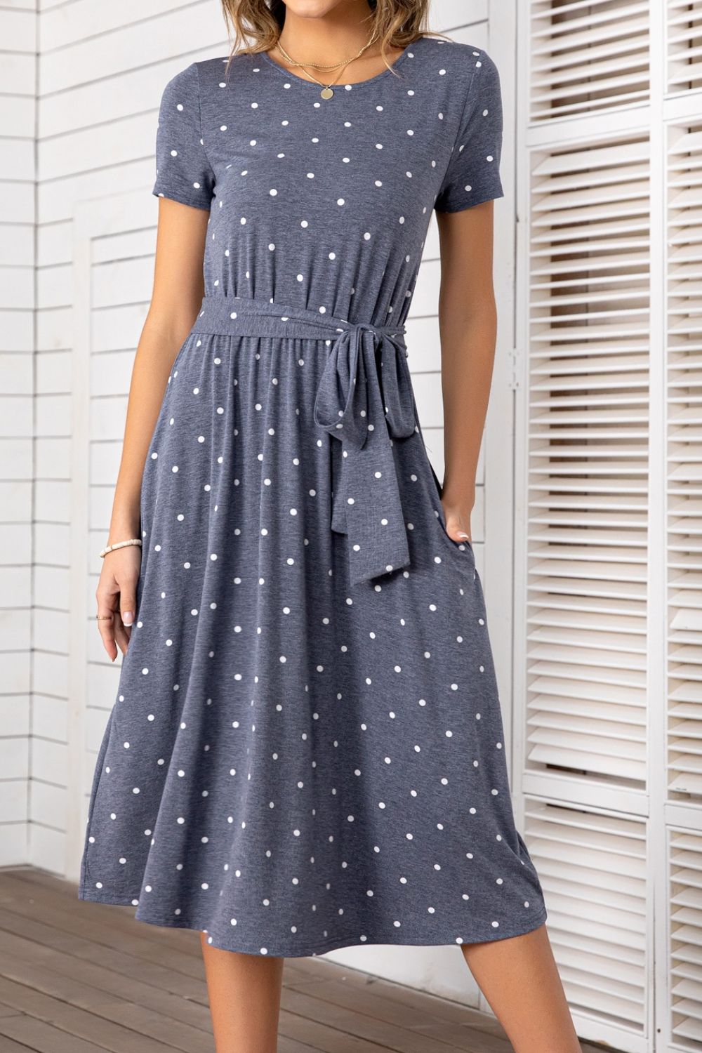 Fast Shipping: Belted Tee Dress With Pockets