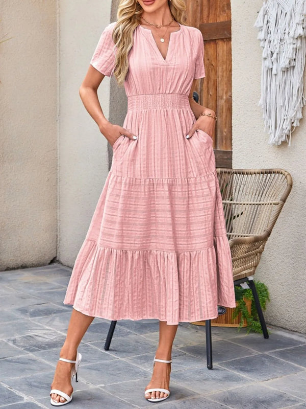 Long Dresses Dresses For Tall People Women's Casual Summer Dress, V-Neck Midi Dress, A-line Long Dresses Dresses For Tall People Women's Casual Summer Dress, V-Neck Midi Dress, A-line