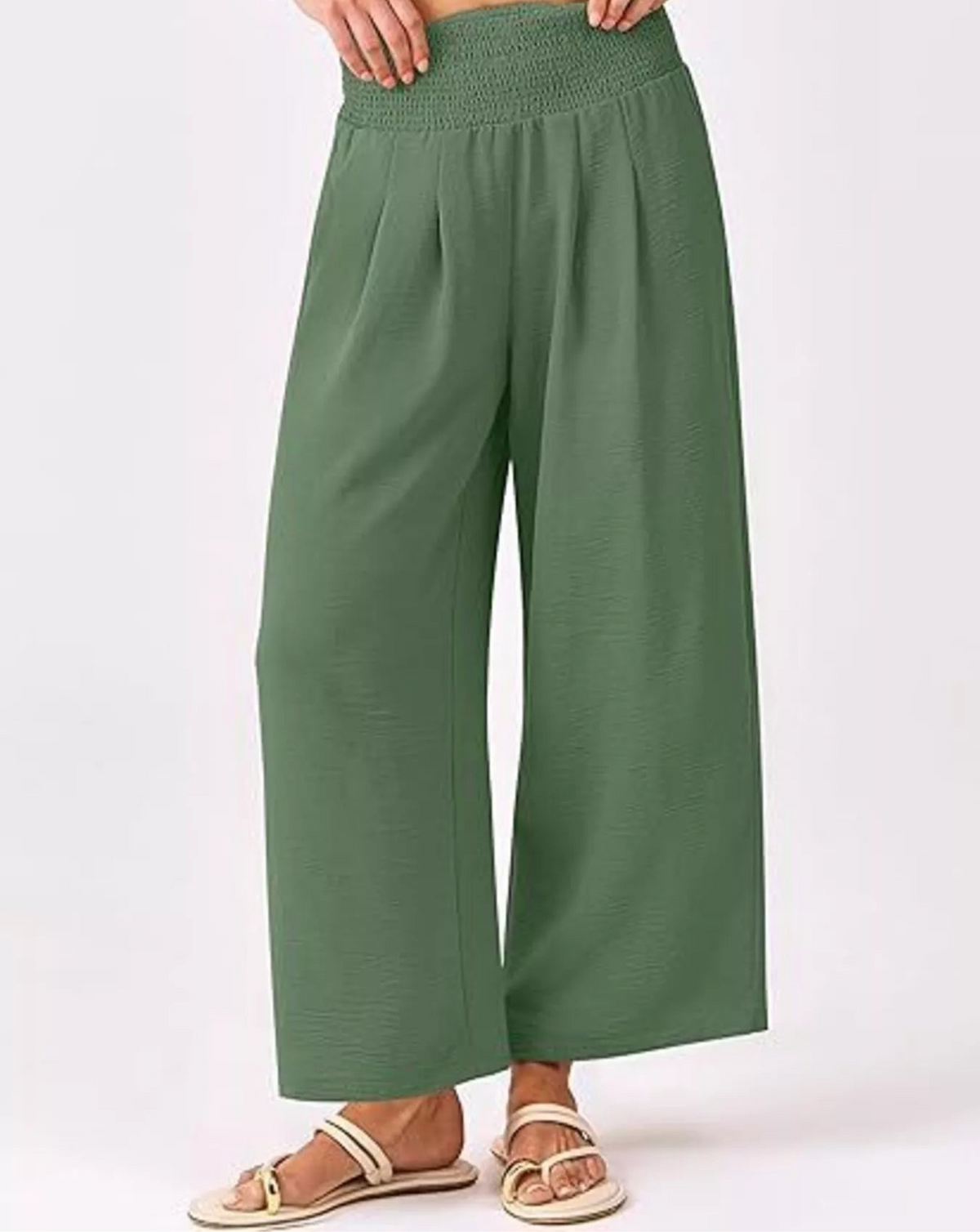 Wide Leg Smocked High Waist Pants