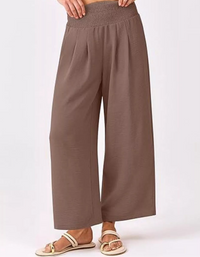Wide Leg Smocked High Waist Pants