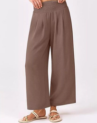 Wide Leg Smocked High Waist Pants