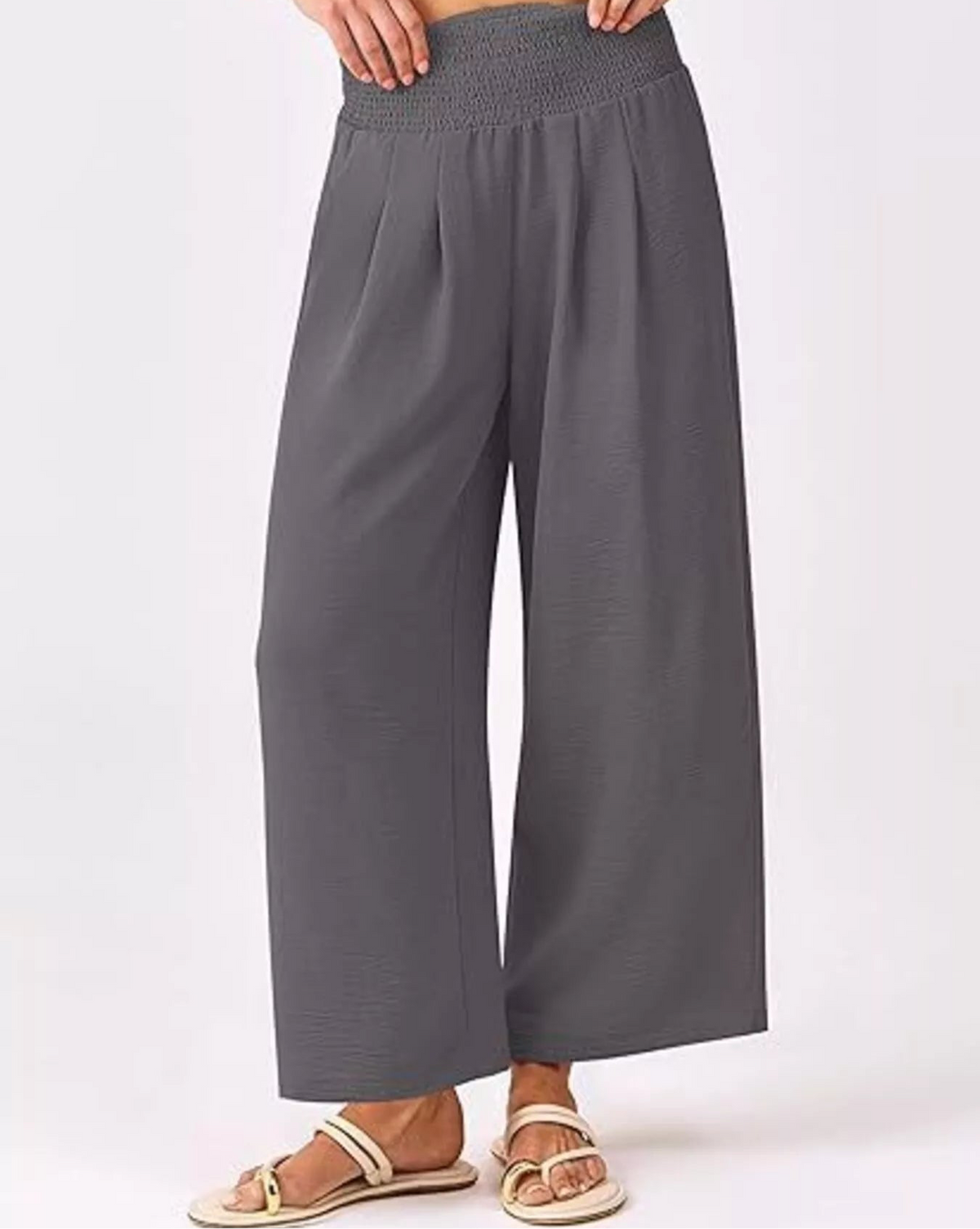 Wide Leg Smocked High Waist Pants