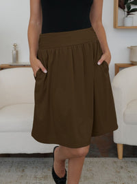 Elastic Waist Skirt with Pockets