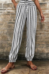 Printed Elastic Waist Pants