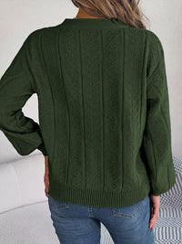 Cable-Knit V-Neck Long Sleeve Sweater