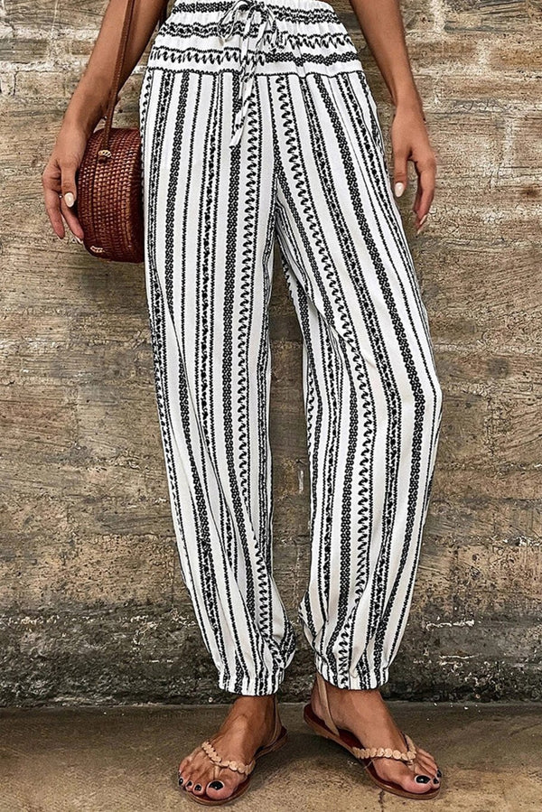 Printed Elastic Waist Pants