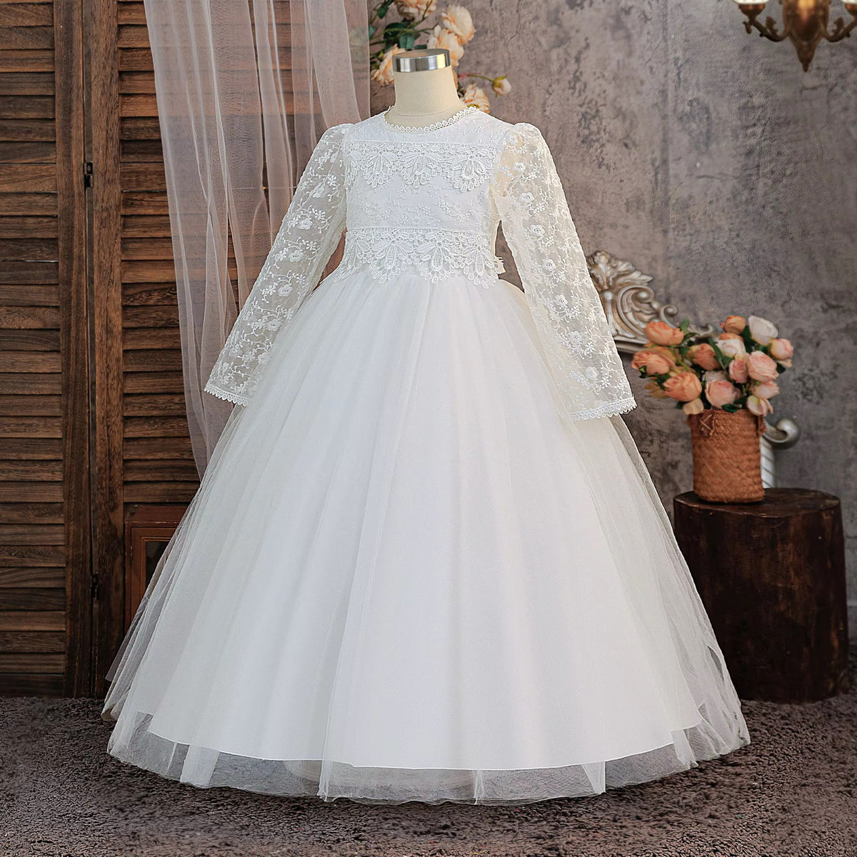 First Communion Long-Sleeve Lace Dress