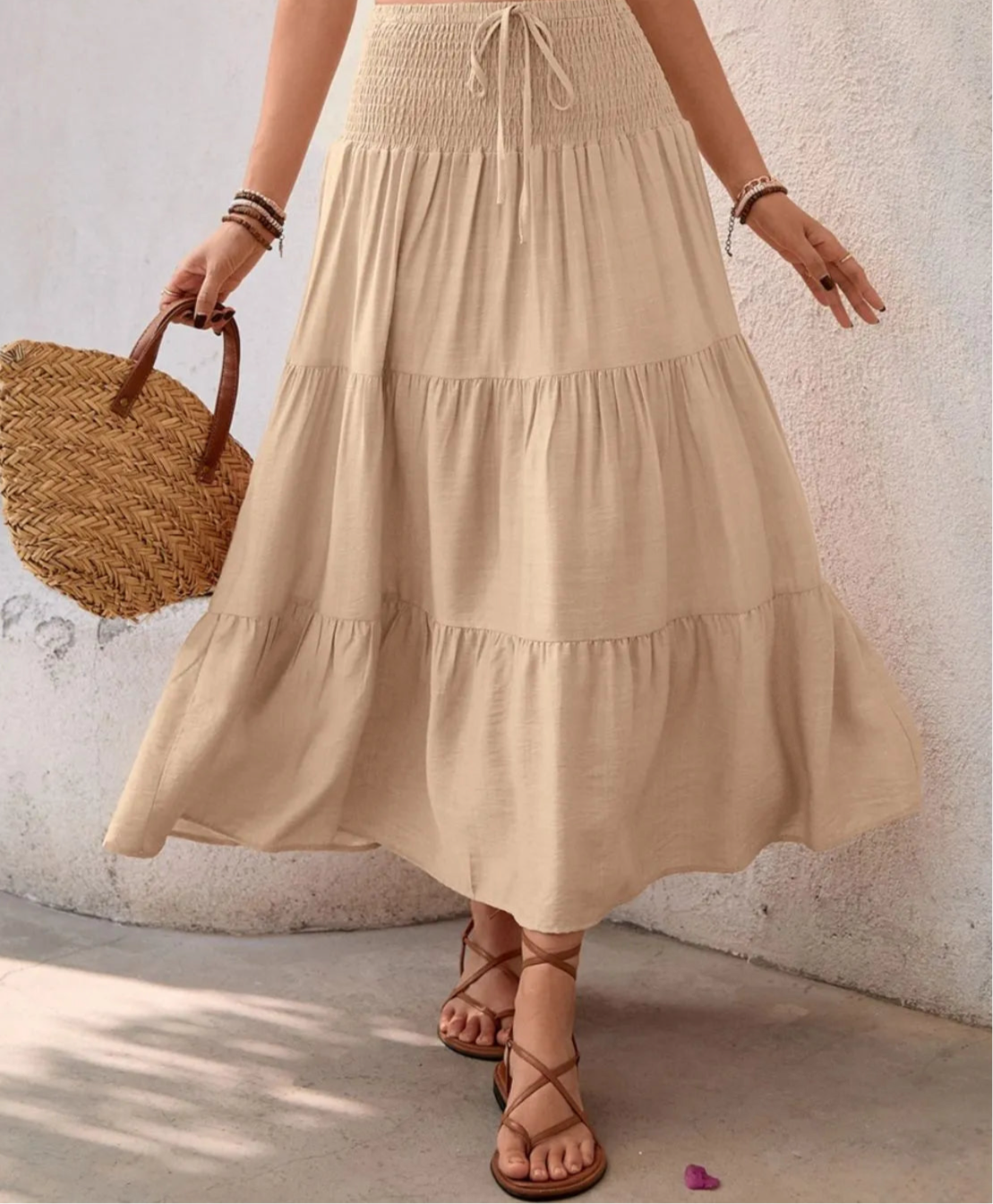 Smocked Tiered Skirt