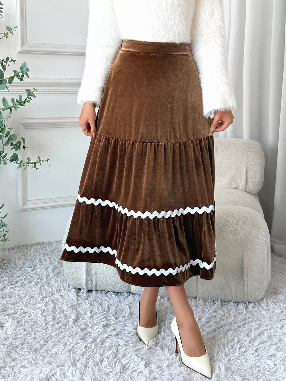 velvet tiered midi dress Terra & Sky Tiered Midi Dress Size 3X Green Velvet Babydoll Pockets Pleated NWT
