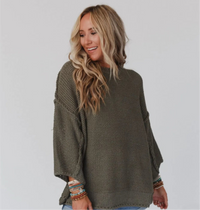 Round Neck Oversized Knit Top with Relaxed Fit