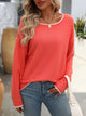 Fast Shipping-Contrast Trim Round Neck Long Sleeve Sweater