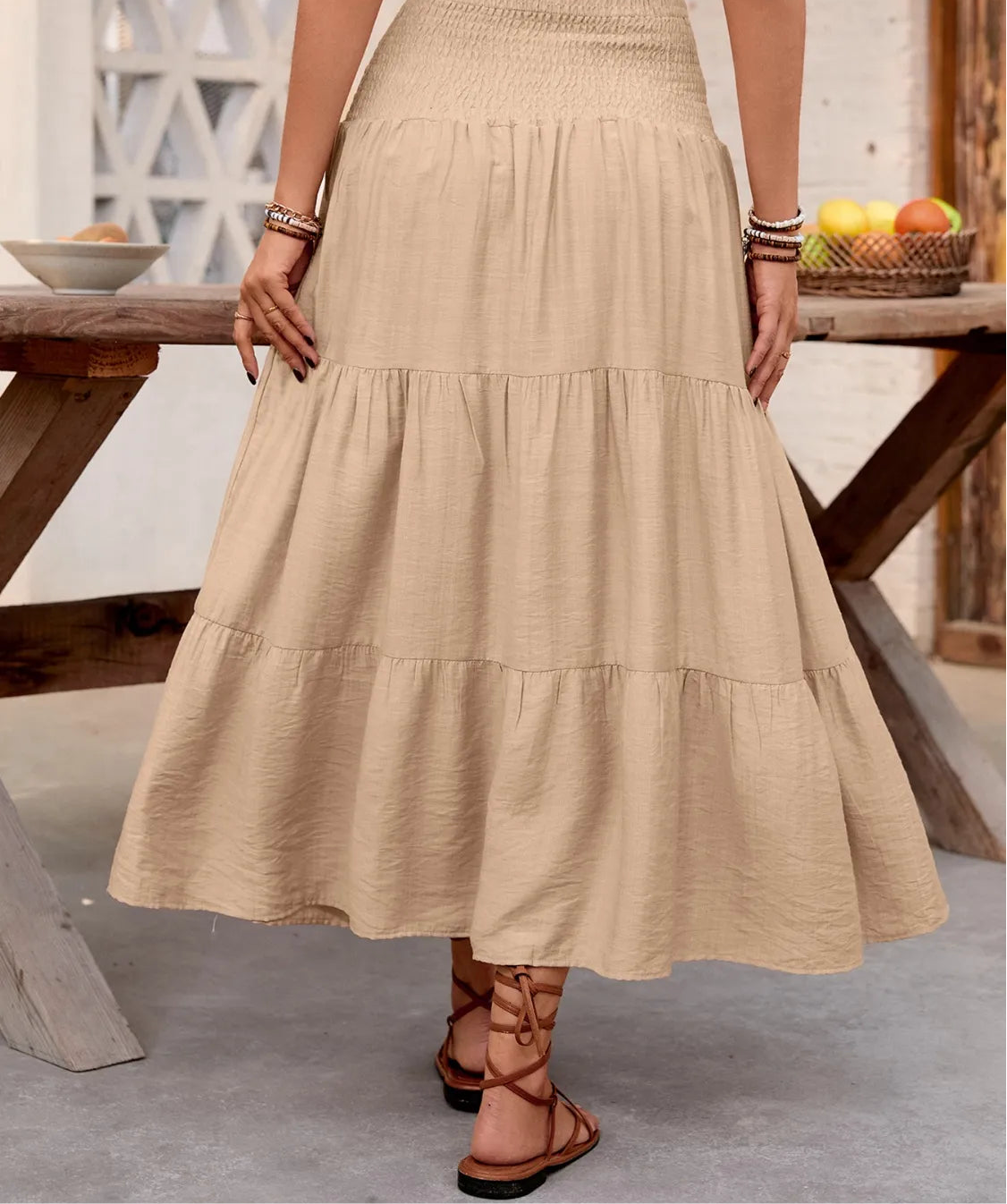 Smocked Tiered Skirt