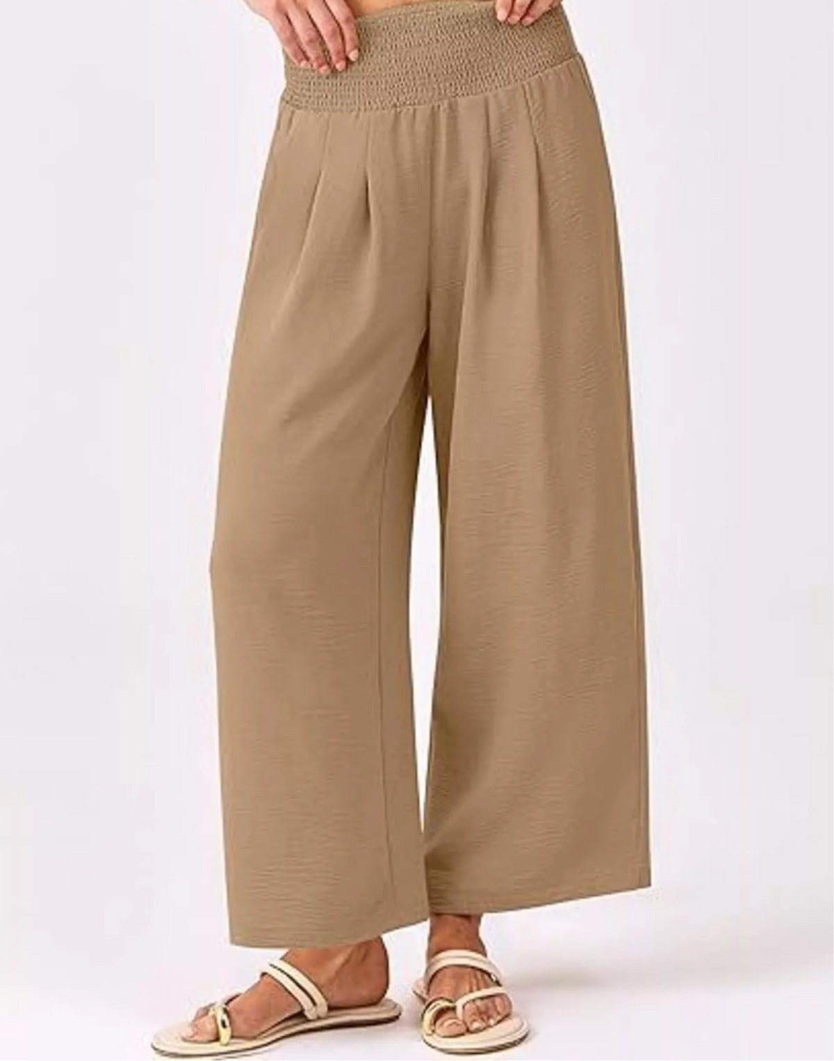 Wide Leg Smocked High Waist Pants
