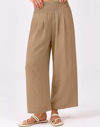 Wide Leg Smocked High Waist Pants