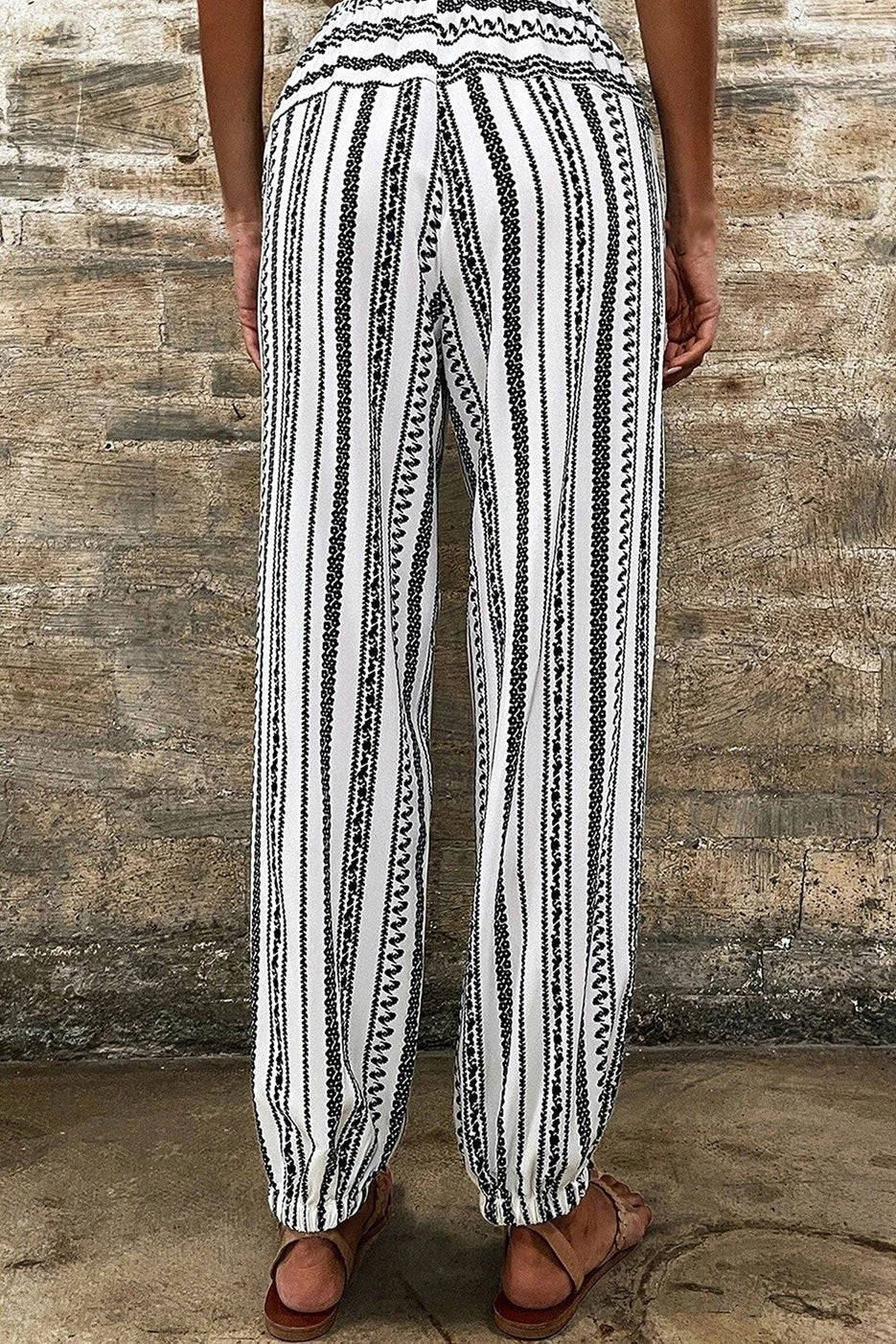 Printed Elastic Waist Pants