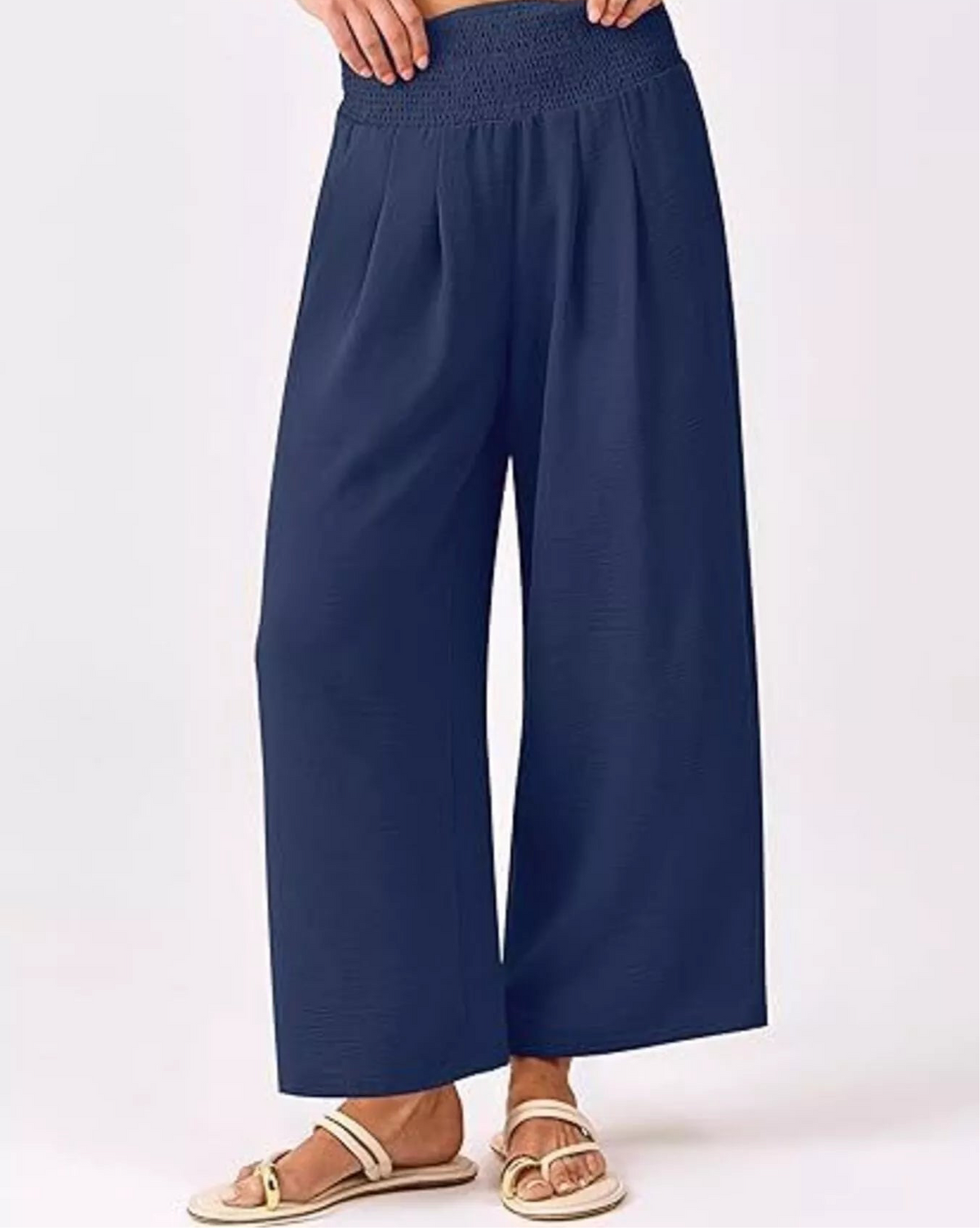 Wide Leg Smocked High Waist Pants