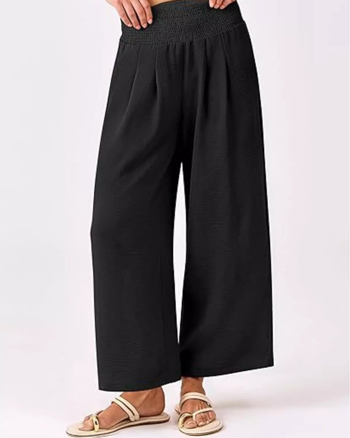 Wide Leg Smocked High Waist Pants
