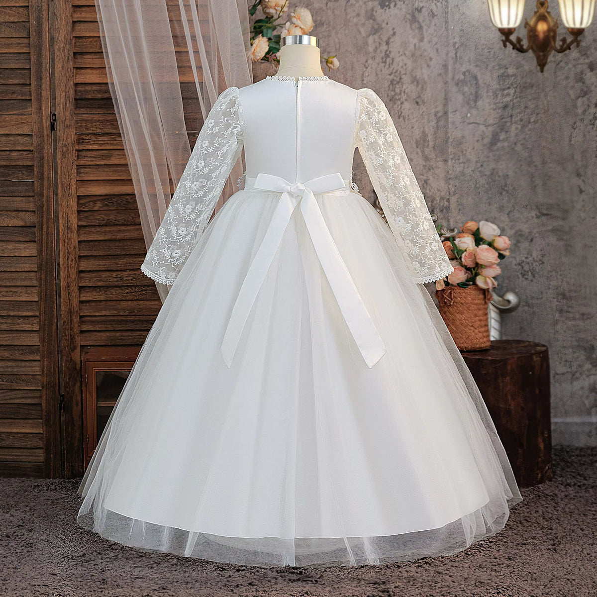 First Communion Long-Sleeve Lace Dress