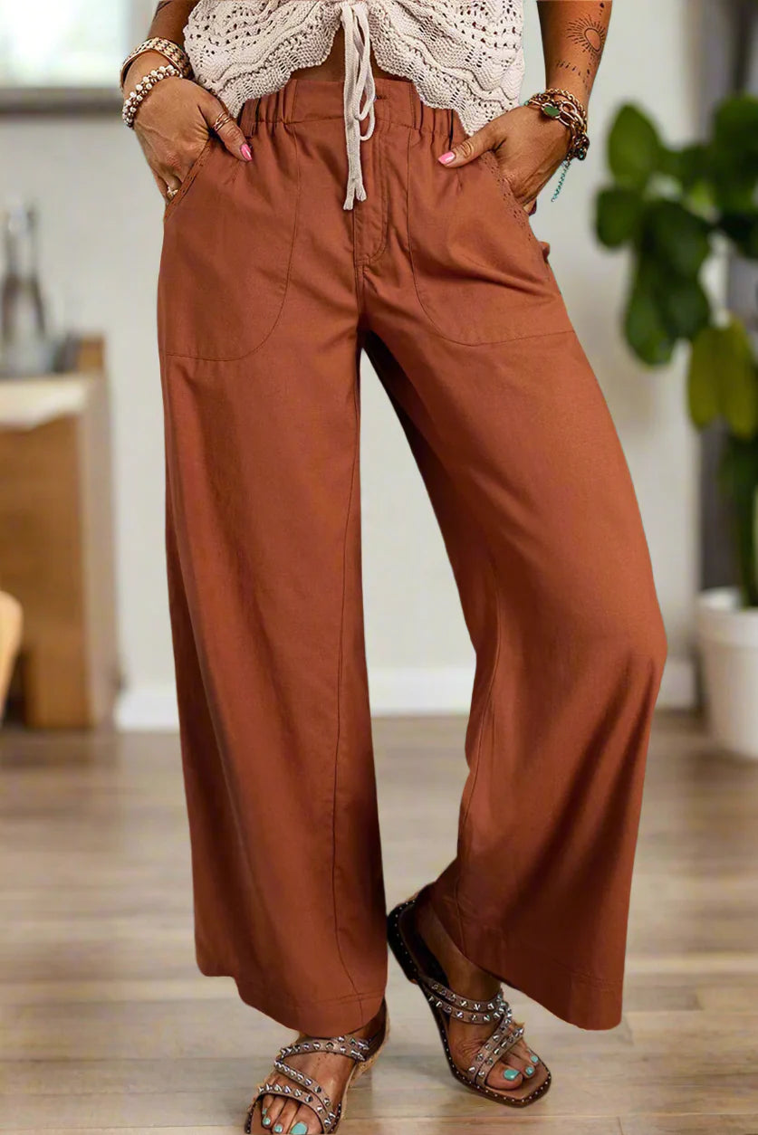 Fast Shipping-Wide Leg Pants with Pockets