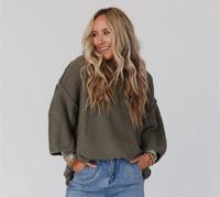 Round Neck Oversized Knit Top with Relaxed Fit