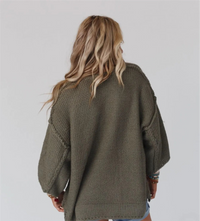 Round Neck Oversized Knit Top with Relaxed Fit