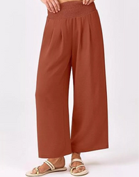 Wide Leg Smocked High Waist Pants