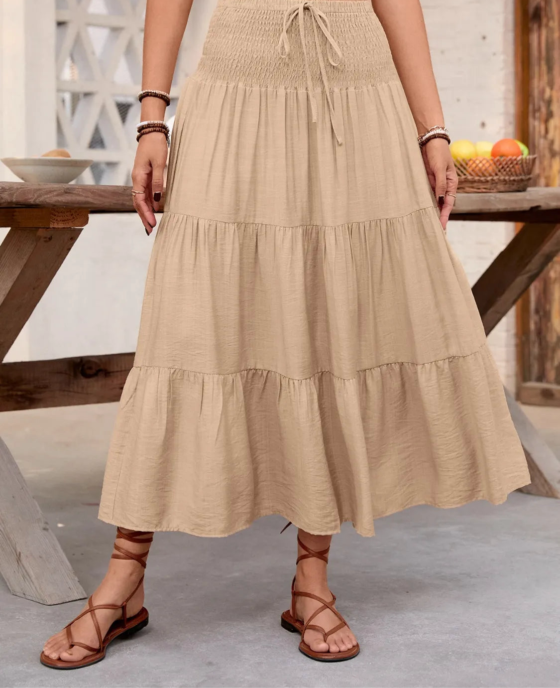 Smocked Tiered Skirt