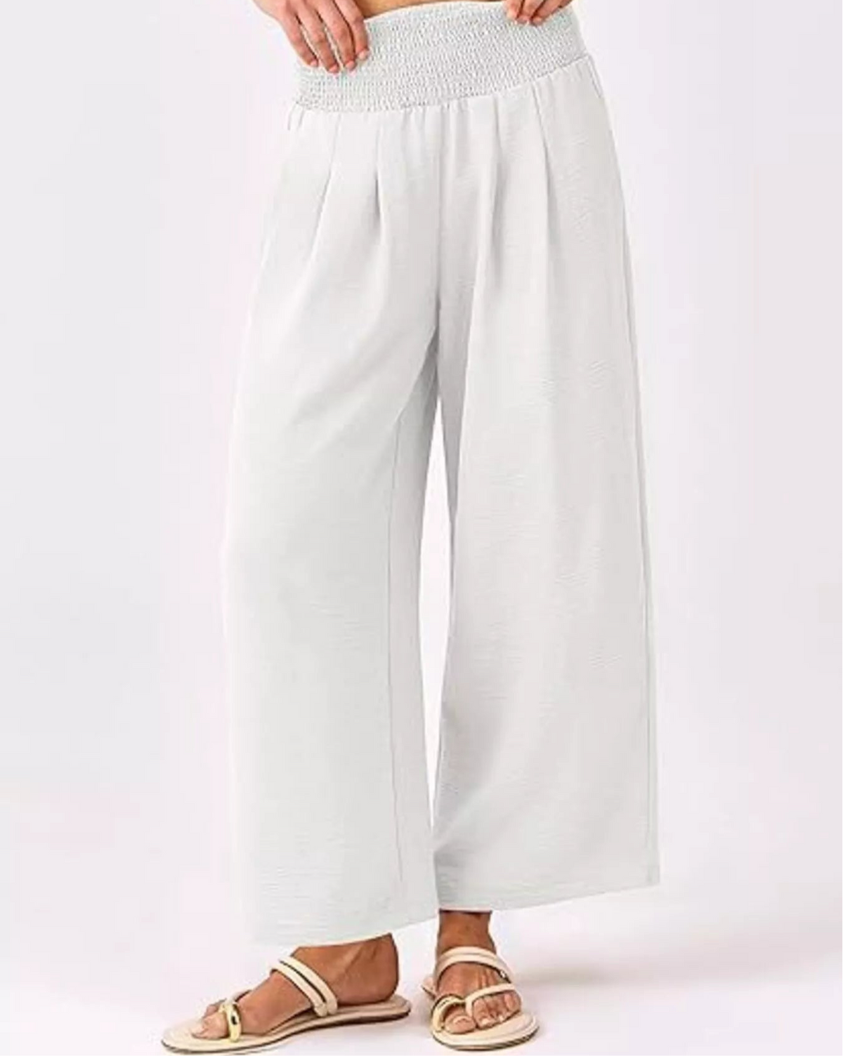 Wide Leg Smocked High Waist Pants