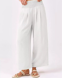 Wide Leg Smocked High Waist Pants