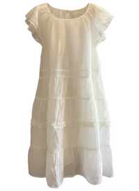 Cream Color Flutter Sleeve Tiered First Communion Dress