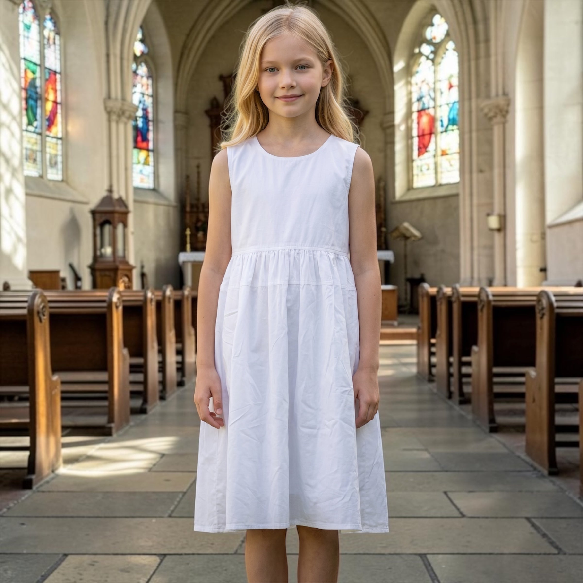 Sleeveless Flare Skirt First Communion Dress 6