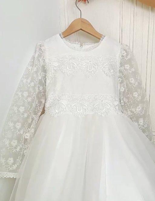 long sleeve first communion dress First Communion Long-Sleeve Lace Dress 8