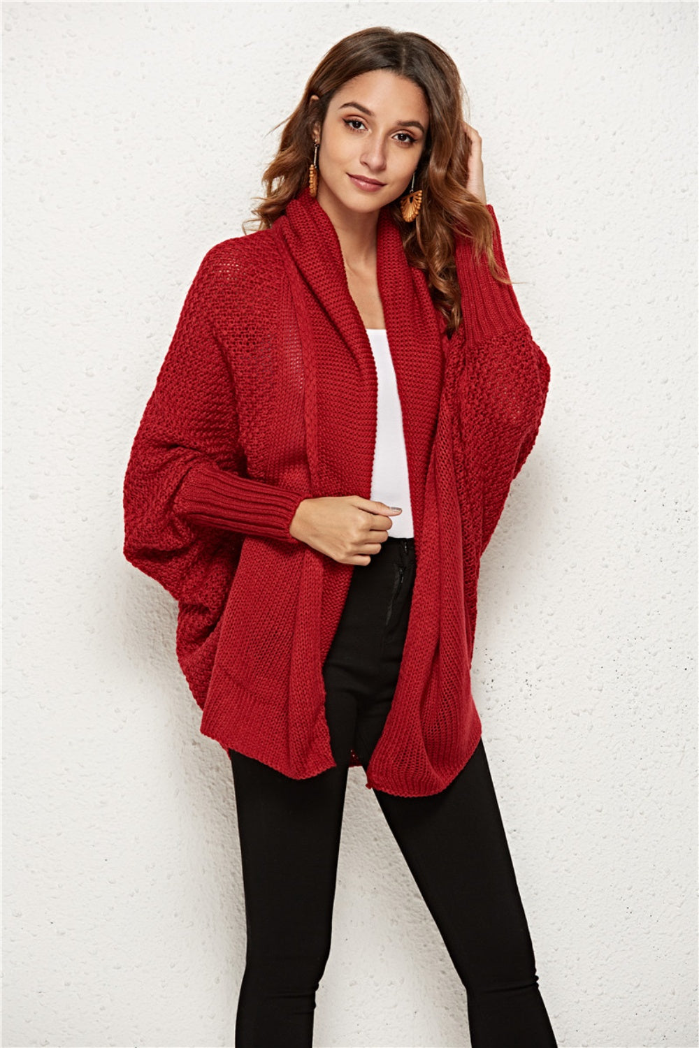 Open Front Batwing Sleeve Cardigan