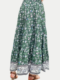 NEW LIFE: Full Size Tiered Printed Elastic Waist Skirt