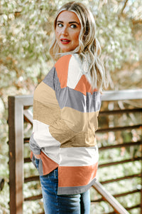 Plus Size Striped Slit Long Sleeve T-Shirt PLUS