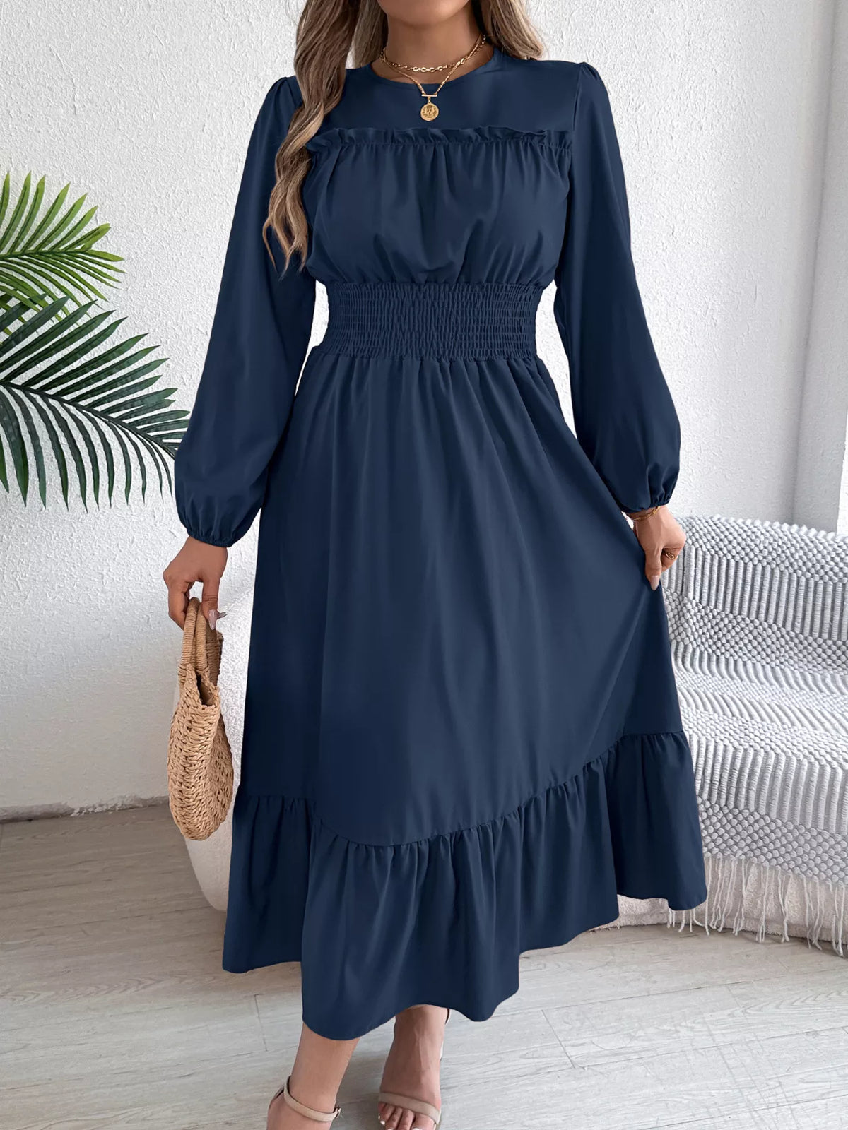 navy blue dress for church Chicos 1 M Dress Navy Blue Lace Split V Neck 3/4 Sleeve Shift Office Church