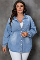 Plus Size Button Up Pocketed Denim Top PLUS