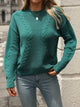 Cable-Knit Round Neck Long Sleeve Sweater