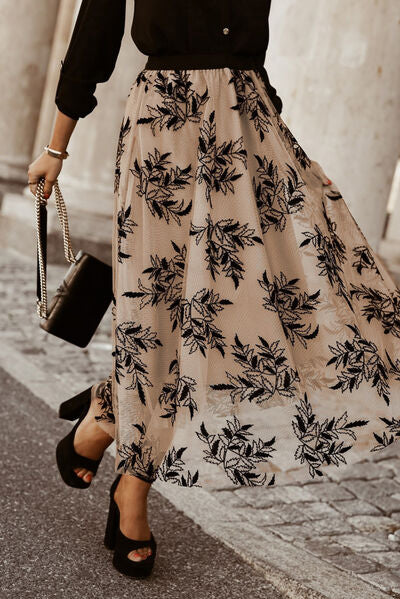 High waisted embroidered maxi skirt best sale