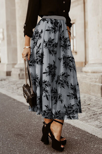 High waisted floral outlet maxi skirt